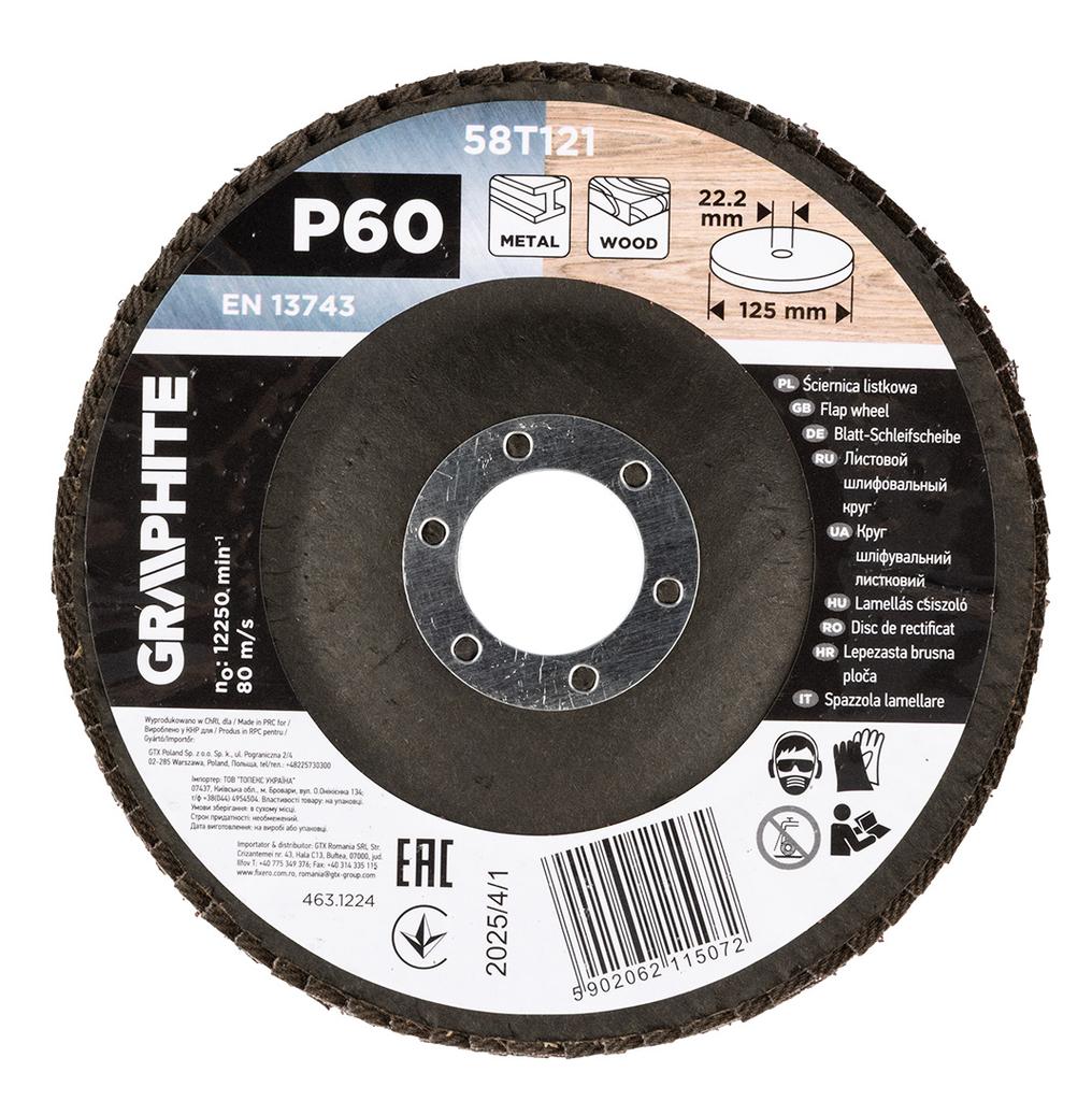 Ściernica listkowa 125 x 22.2 mm, P60