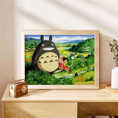 Studio Ghibli Totoro Wooden Puzzle Cute Ornament&Totoro Wooden Jigsaw Puzzle With Frame DIY Desk Decor