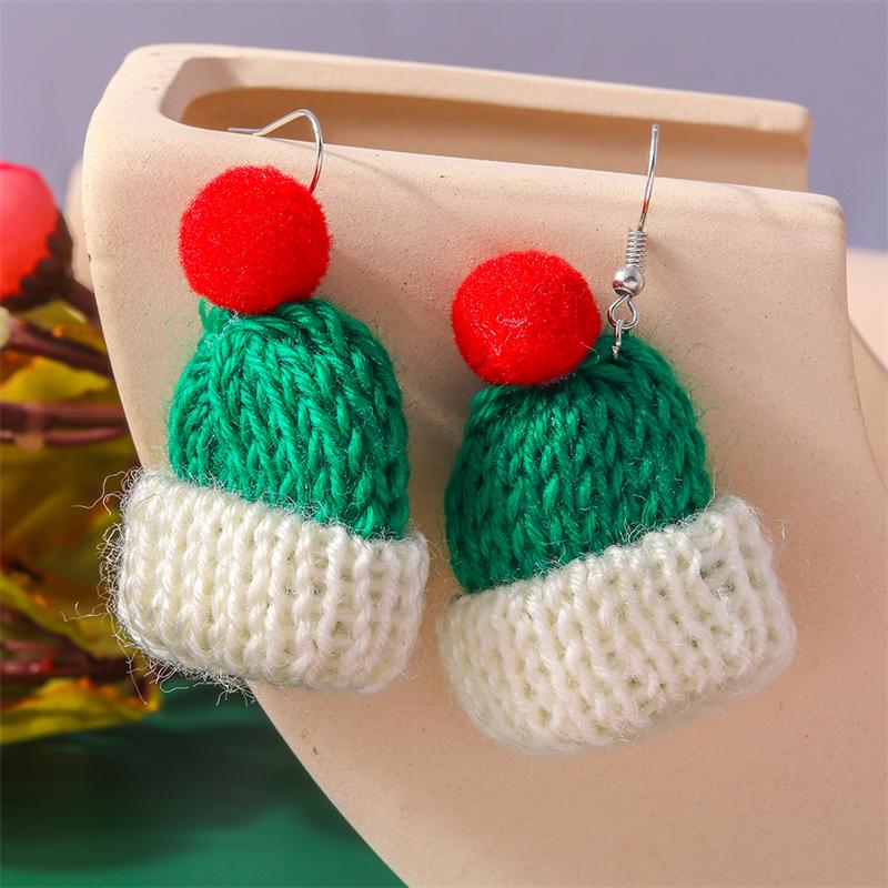 Fashion Merry Christmas Wreath Circle Hoop Earrings for Women Girls New  Party Festival Jewelry Gifts