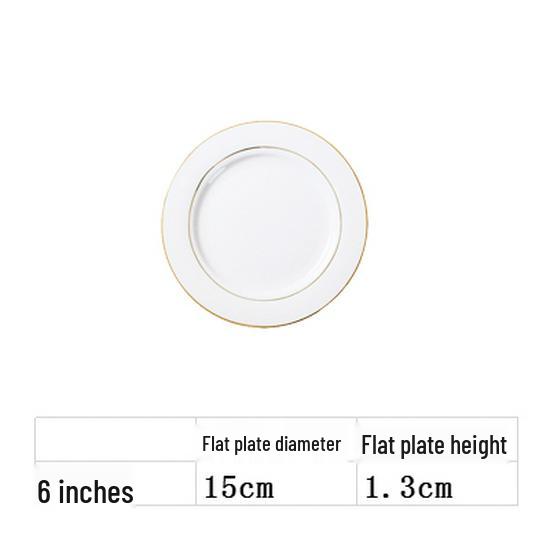 Nordic Gold Rim Steak Knife & Fork Plate Set - Western Dining & Breakfast Tableware