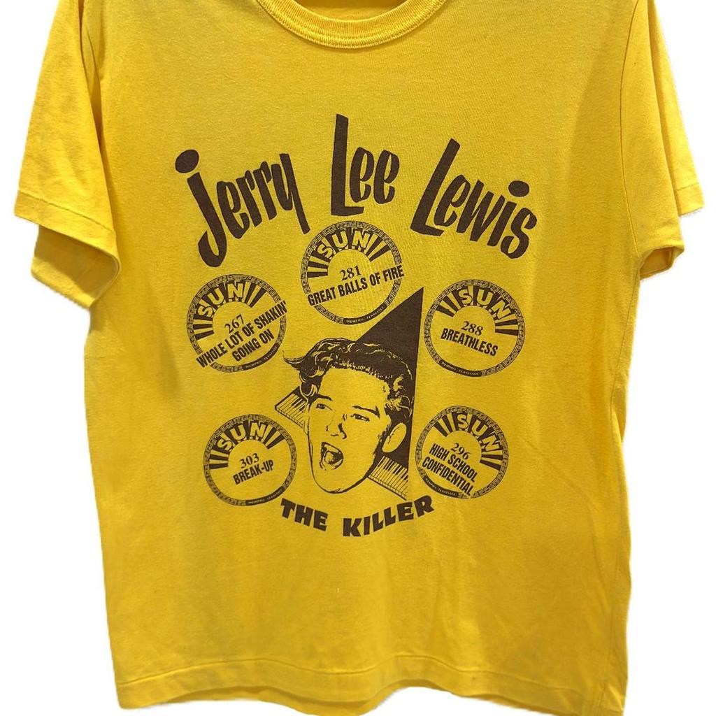 Maglietta Vintage anni '80 Jerry Lee Lewis Sun Records / Maglietta Promo Rockabilly The Killer anni '80 / Great Balls of Fire Grafica Double Sided Taglia L