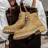 Autumn Winter Shoes for Men Cow Leather Short Boots High Tops Genuine Leather Casual Shoes Plush Work Ankle Boots