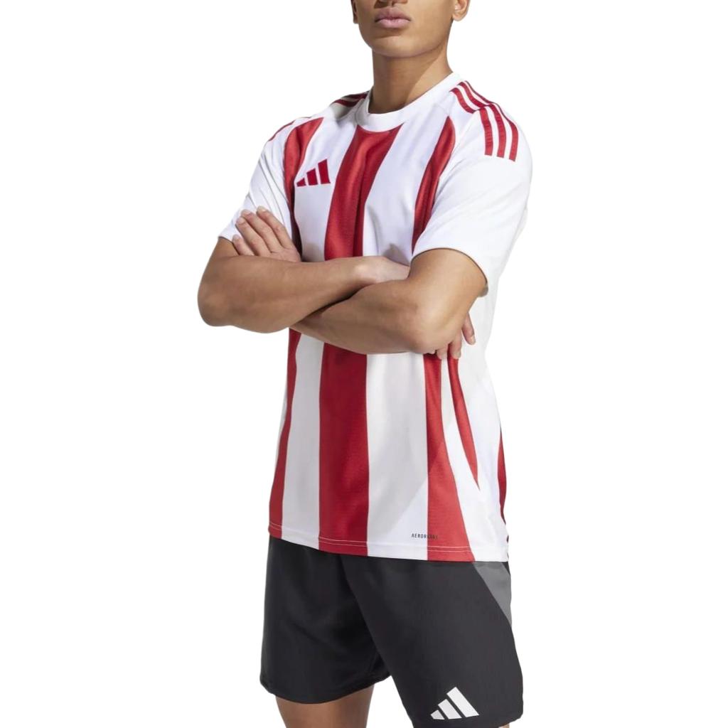 Adidas SS24 Striped Training Soccer Shirt Men Tops White IW2142