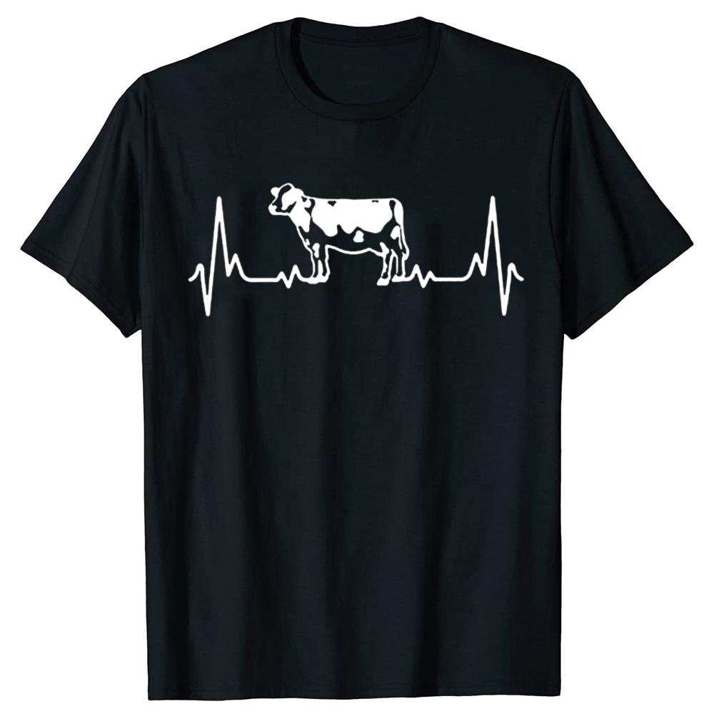 

Funny Heartbeat of Cows T Shirts Graphic Cotton Streetwear Short Sleeve O-Neck Harajuku Farmer Farming T-shirt Mens - Men s S... S разноцветный