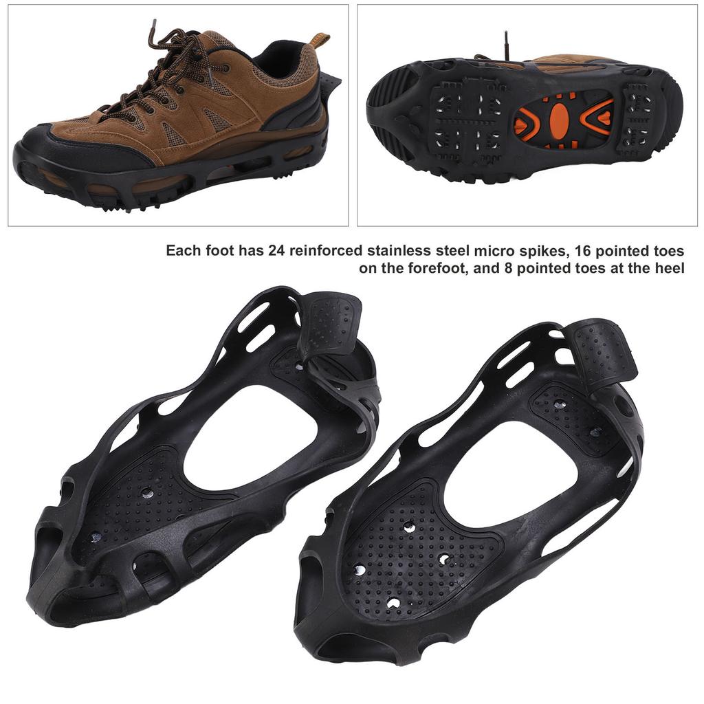 24 Spikes Anti Slip Walk Traction Cleat Ice Cleats for Shoes and Boots Traction Cleats for Walking On Snow and Ice