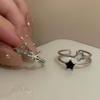 Y2K Letter Bilayer Star Open Ring for Women Girls Sweet Hollow Dropwise Glaze Pentagram Lucky Finger Accessories Fashion Jewelry