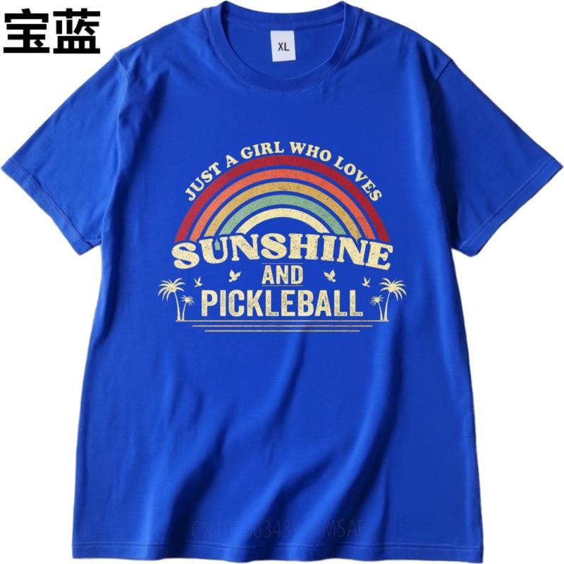 Unisexs Top Soft Cotton Tee Workout Women Oneck T Shirt Oversized Just A Girl Who Loves Sunshine And Pickleball Cool Boys Tshirt