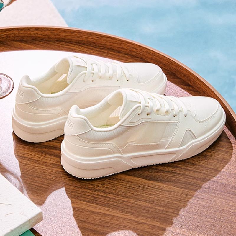 Anta Caramel Comfortable Versatile Non-Slip Wear-Resistant Low-Top Skate Shoes Men Sneakers Ivory-White 112528014-1