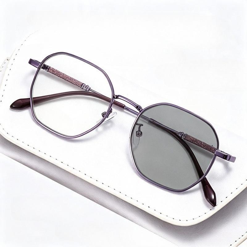 Delicate Sparkling Polygonal Photochromic Myopia Glasses Comfortable Durable High Definition High-quality Eyewear 0 To -4.0