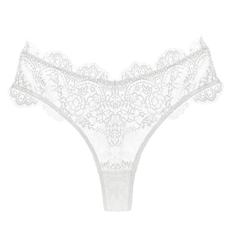 Sexy Temptation Lace Thong T-pants Ultra-thin Perspective Hollow Low-rise Underwear Women's Pure Cotton Bottom Crotch Hip-lifting Underwear