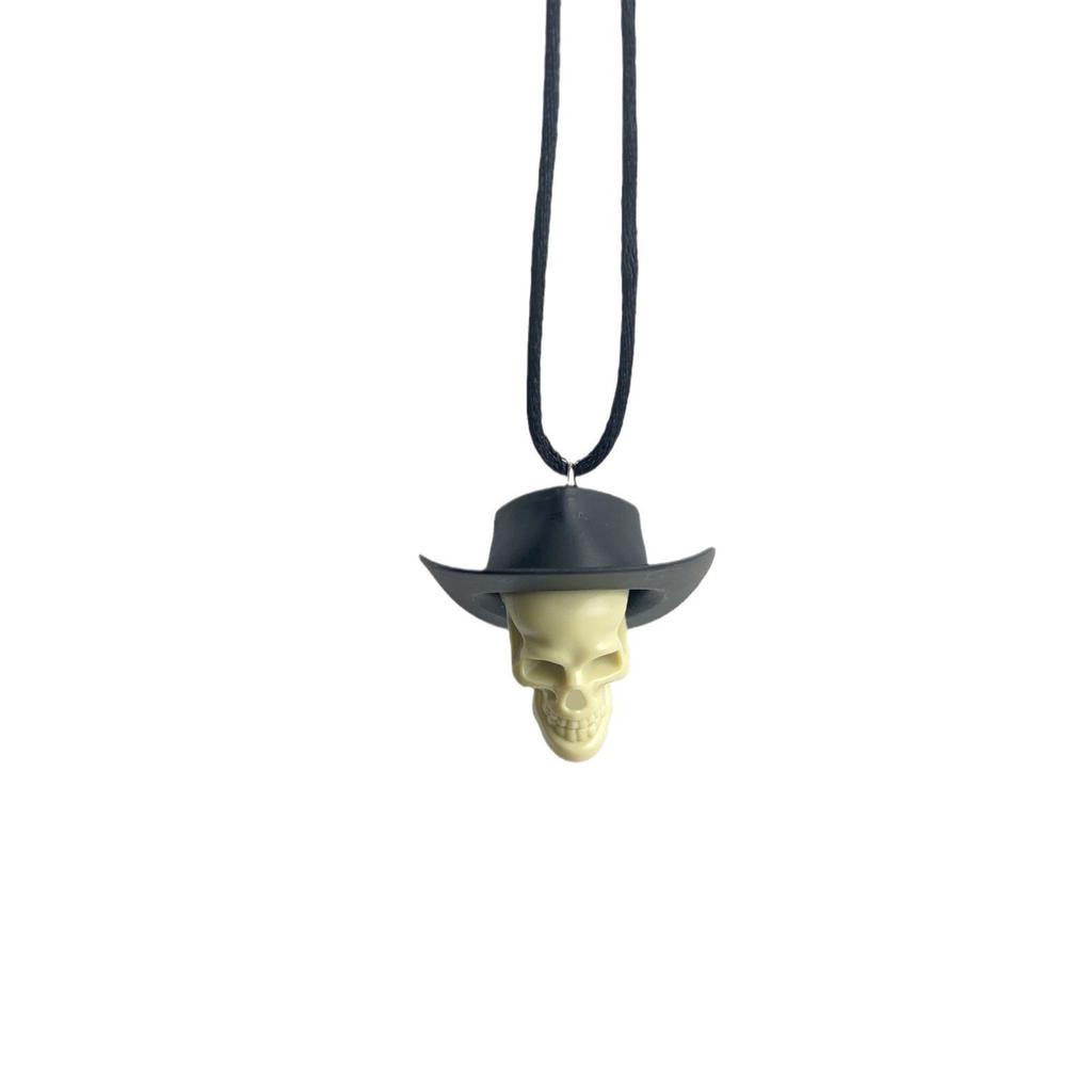Cranium Cowboy Hat Fashion Necklace Pendant Halloween Dress Up, Party Decorations Pendant