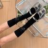 Women Lace Patchwork Calf Sock Knee Length Socks Lacing Up Knee Sock Fashion Mesh Knee Stockings Sexy Mesh Calf Socks