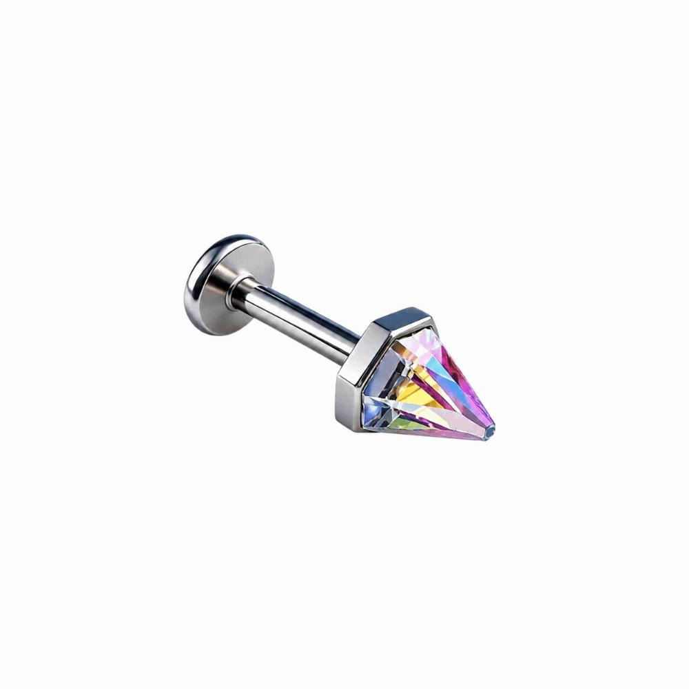 Stainless Steel Flat Back Stud Crystal Cone Cartilage Earring Gifts Piercing Stud  Ear Piercing