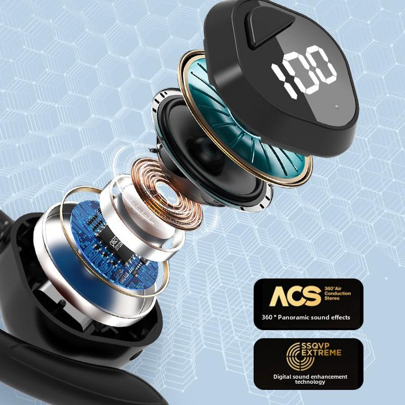 New Noise-cancelling Wireless Bluetooth Headset Digital Display Not Ear Large Power Long Endurance Car Sports Headset 5.3