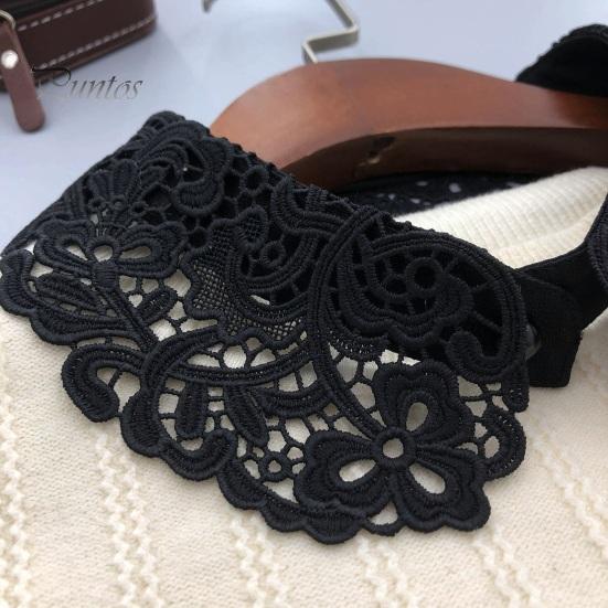 Falešný límec Vyšívaná krajka Květina Odnímatelný límec Ženy Jednobarevný Dutý design Falešný límec Shoda pro topy mikiny