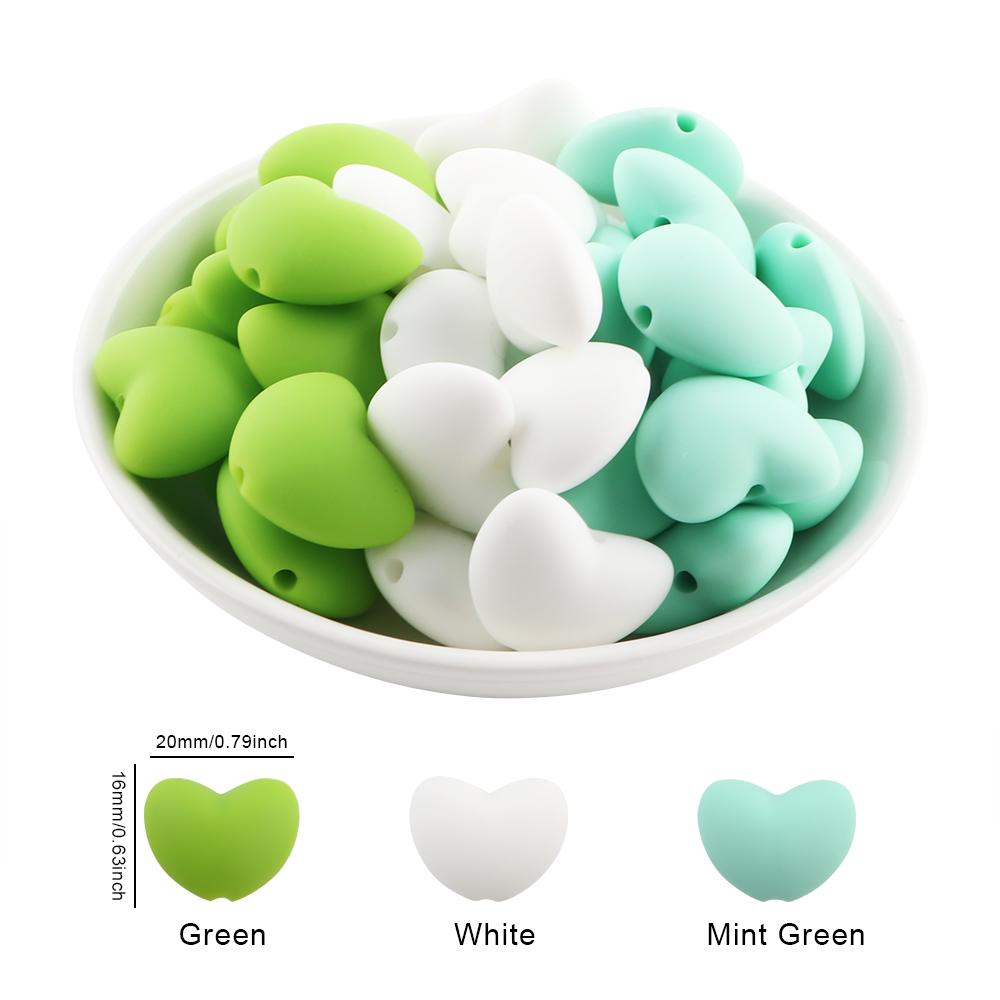 Kovict 21pcs Silicone Beads Heart Shape Charm For Jewelry Making Necklace Bracelets Accessories