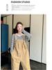 Khaki Women's Age-Defying Overalls and T-Shirt Set - Spring/Summer 2024 Korean Style