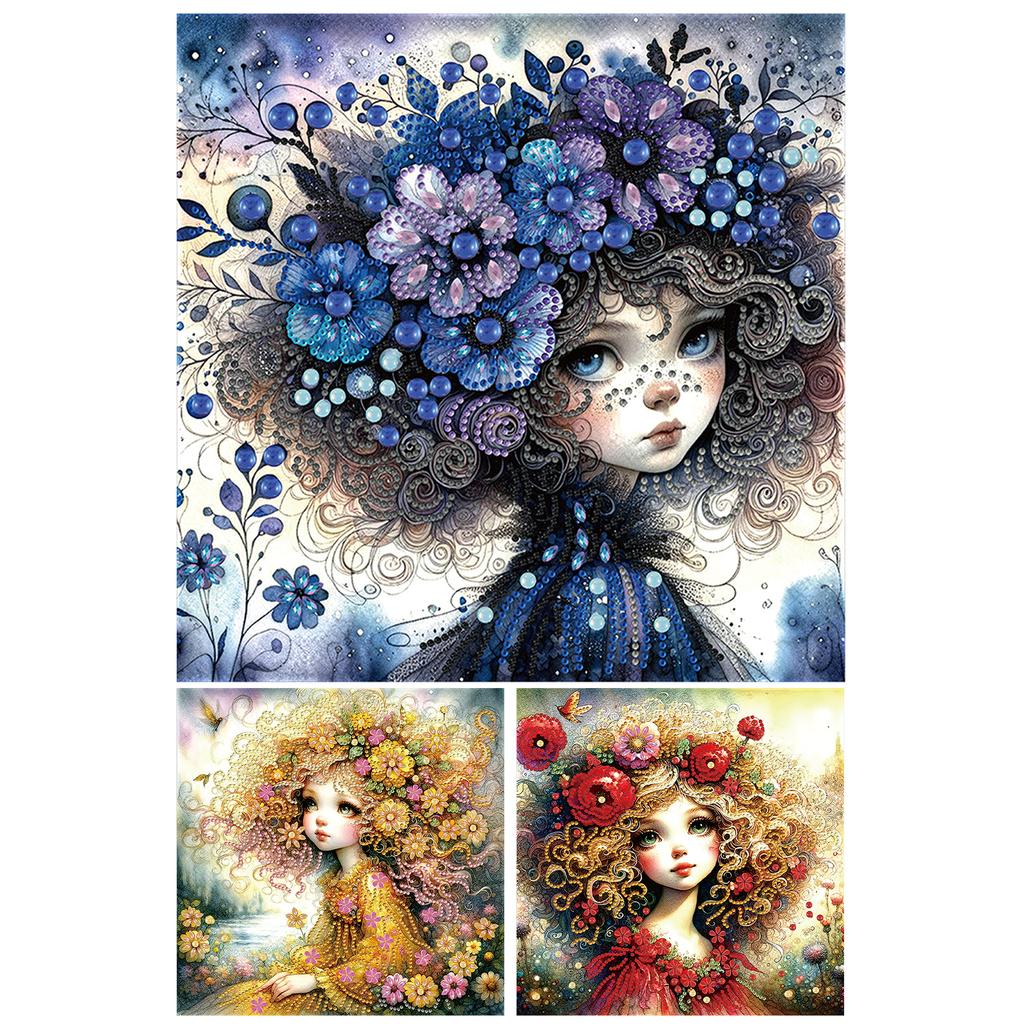 Little Girl Partial DIY Irregular Drill Diamond Painting Gem Art for Adults/Beginners Gift Idea Home Wall Decor 11.81x11.81inch