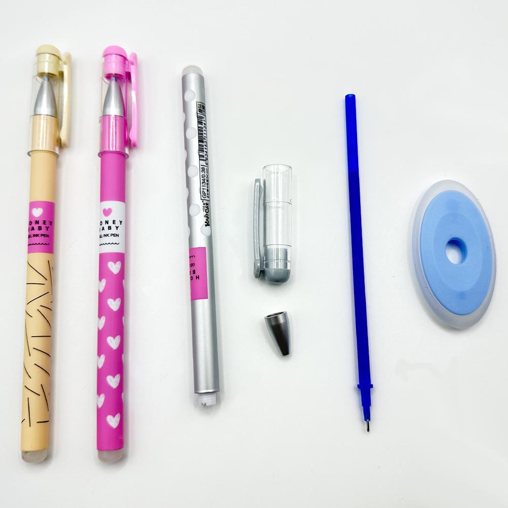 24 Pcs/set Kawaii Erasable Gel Pen 0.5mm Erasable Pen Refills Rods Washable Handle School Office Supplies Stationery