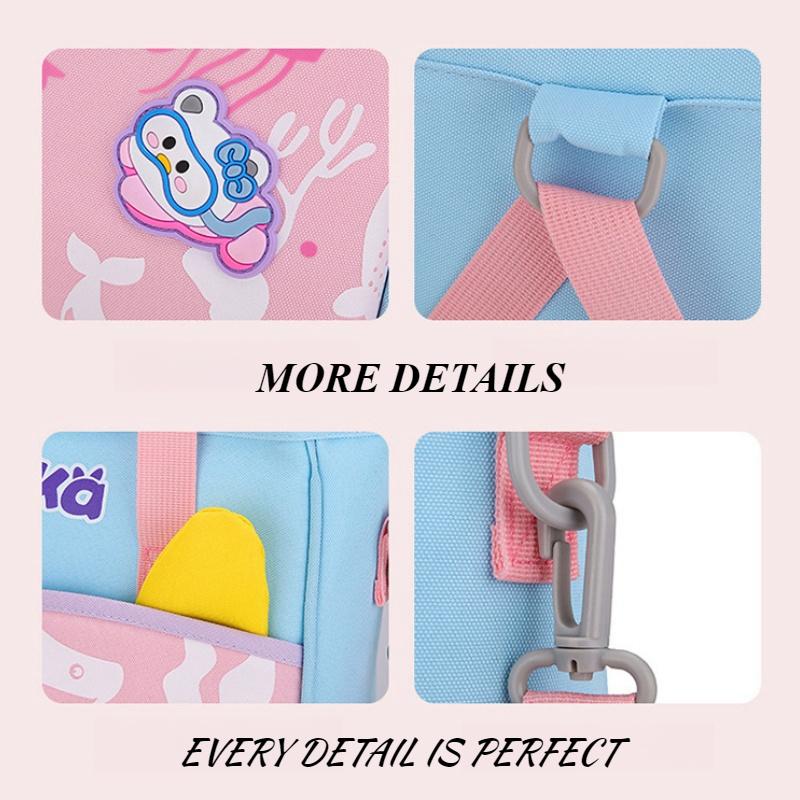 BUKA 3D Cartoon Dinosaur Handheld Tutoring Bags Special for Primary School Student Light Multi-functional Kid Messenger Bag Pupil Homework Storage Bag