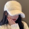 Solid Color Women's Baseball Cap Adjustable Winter Warm Hat Versatile Plush Dubill Cap  Daily