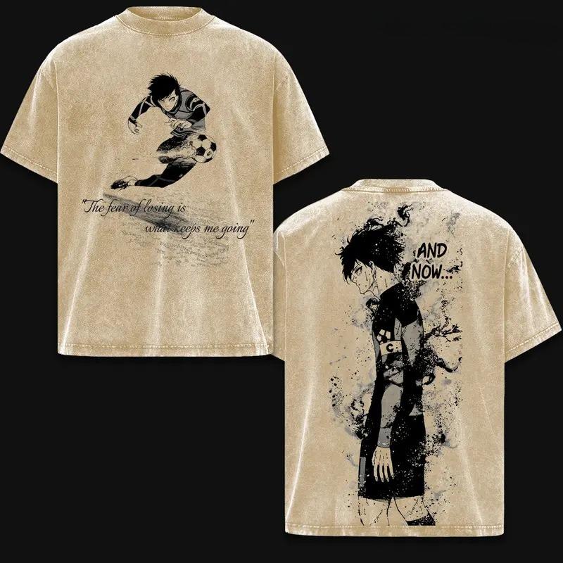 

Isagi Yoichi BLUE LOCK Anime Clothing Men Women Oversized T-shirts Casual Washed T Shirt Vintage Cotton Tshirt Harajuku Tops XXL коричневий