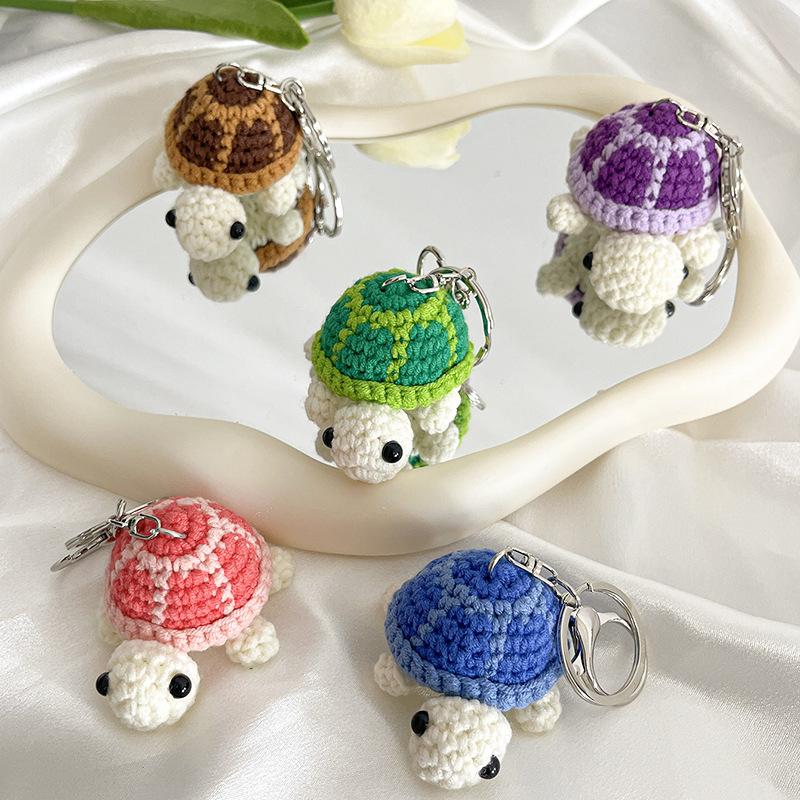 Adorable Turtle Keychain, Handmade Crocheted Miniature Turtle Plush Toy Hanging Ornament
