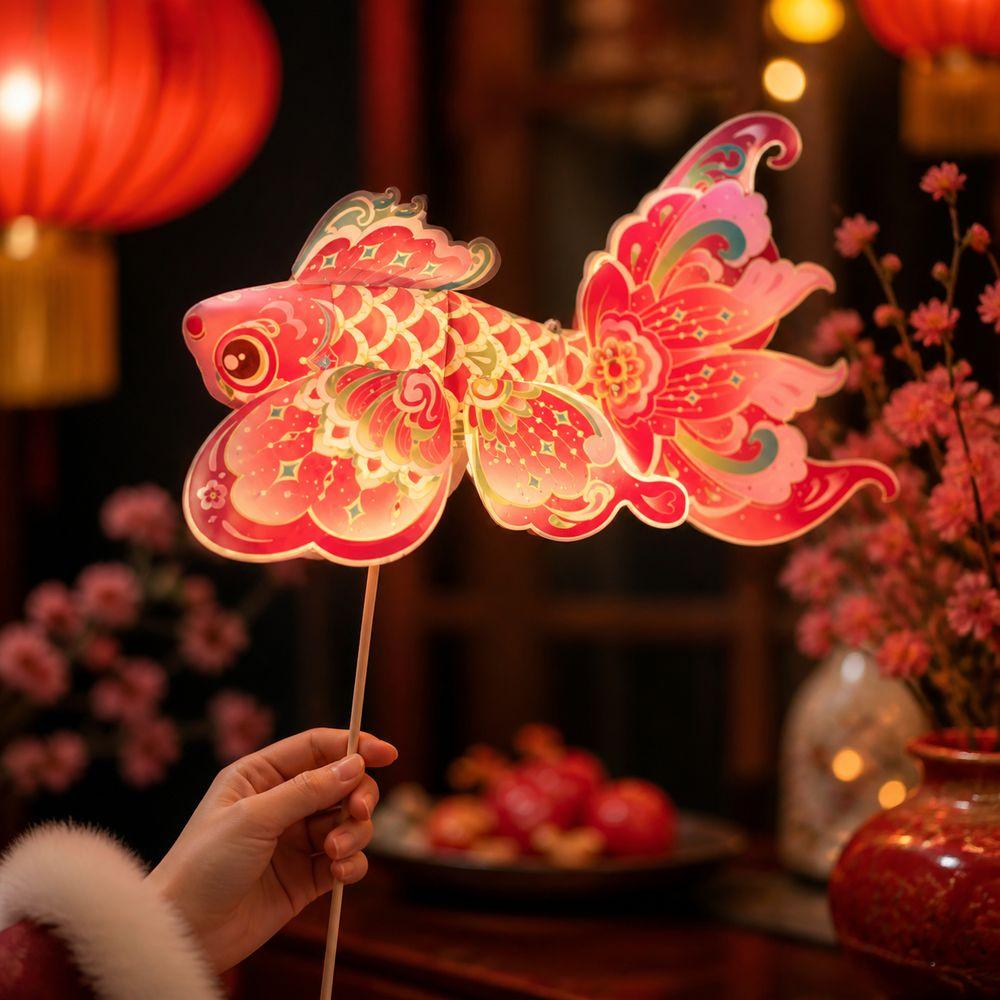 DIY Material Package New Year Koi Fish Lantern Luminous Hand-held Lantern  Mid-Autumn Festival