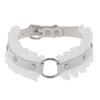 DIEZI Harajuku Bílý PU Kožený Kroužkový Choker Náhrdelník Pro Ženy Muže Vintage Gotický Hip Hope Nastavitelný Límcový Náhrdelník Šperky