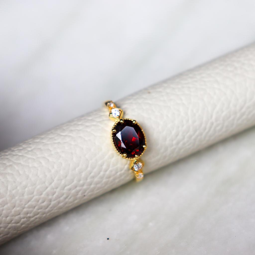Natural Garnet Handmade Jewelry 925 Sterling Silver Silver Ring Gemstone Jewelry