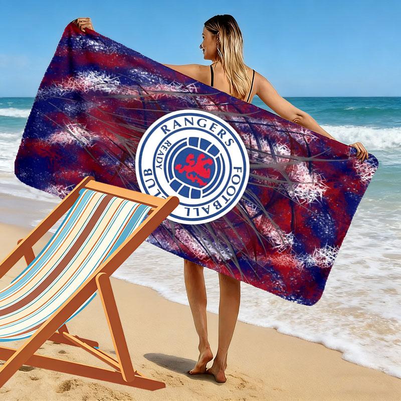 Asciugamano da Spiaggia Rangers F.C. Stampato, Asciugamano Grande Morbido Asciugatura Rapida per Spiaggia Campeggio Nuoto