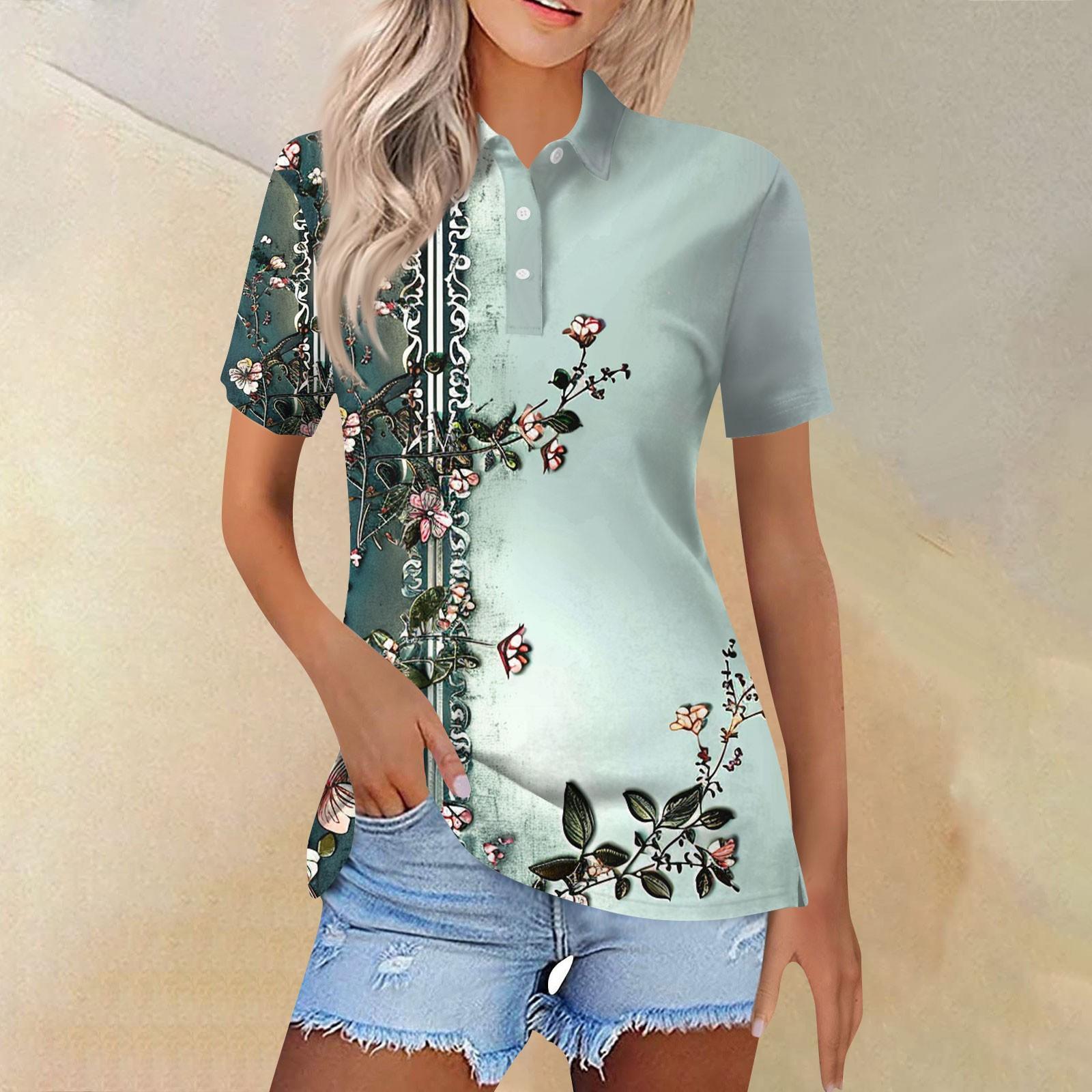 

Женская модная повседневная рубашка с отворотом и коротким рукавом с принтом, женские топы на пуговицах L