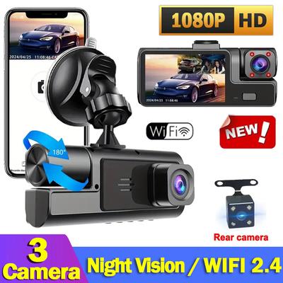 Car DVR 3 Lens WIFI Dash Cam for Cars 1080P Video Recorder Rear View Camera for Vehicle Night Vision Black Box Car Accessories