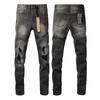 VibeStreet New Jeans Men Paint Hole Trendy American High Street  Trend Low Rise Stretch Skinny Pleated Ripped Jeans