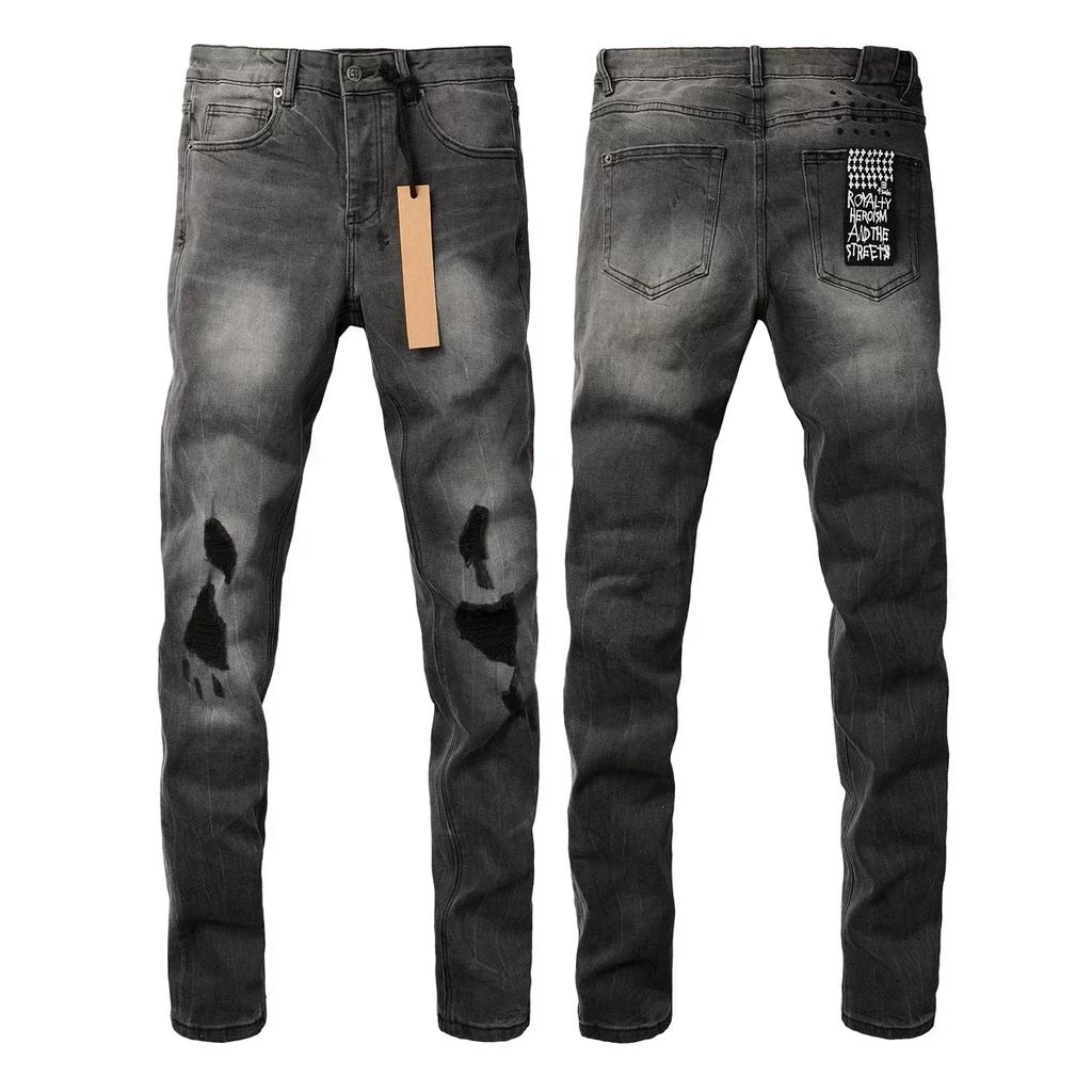 VibeStreet New Jeans Men Paint Hole Trendy American High Street Trend Low Rise Stretch Skinny Pleated Ripped Jeans