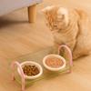 Double Bowls Cat Food Water Bowl Anti-flip Elevated Pet Feeder Bowl Pet High Footed Bowl  Household