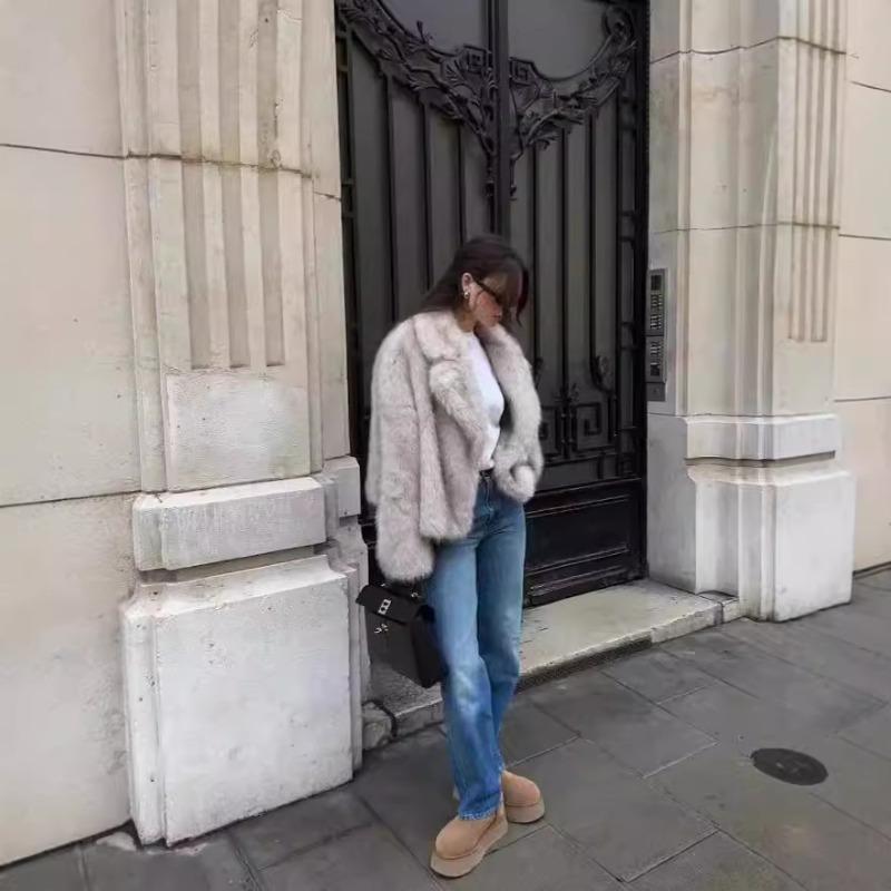 Women's fur new celebrity style fox fur coat fashion dyed pointed lazy wind imitation fur winter