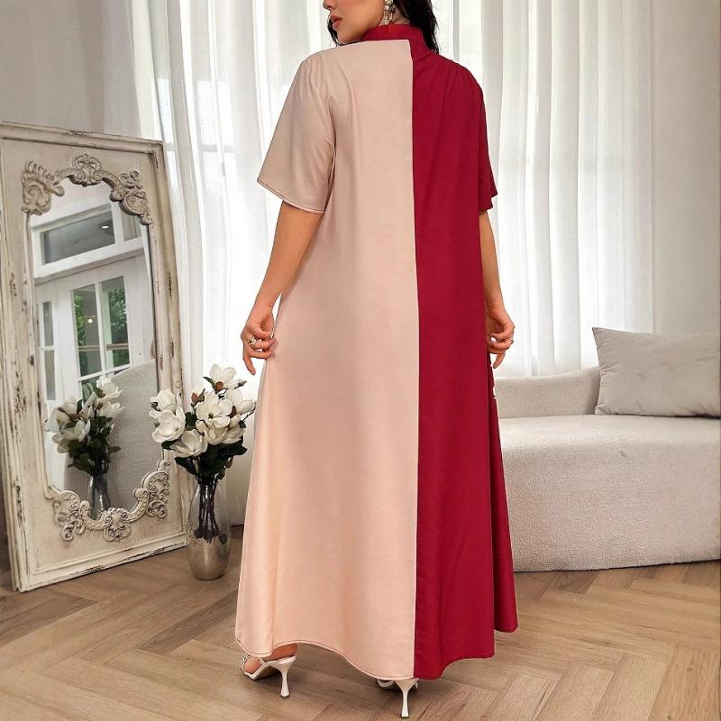 Women Mid Length Improved Cheongsam Printed Patchwork A Line Summer Dress
