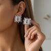 European and American Style Jewelry Geometric Light Luxury Inlaid with Diamonds Design Irregular Earrings Versatile Temperament Earrings Women