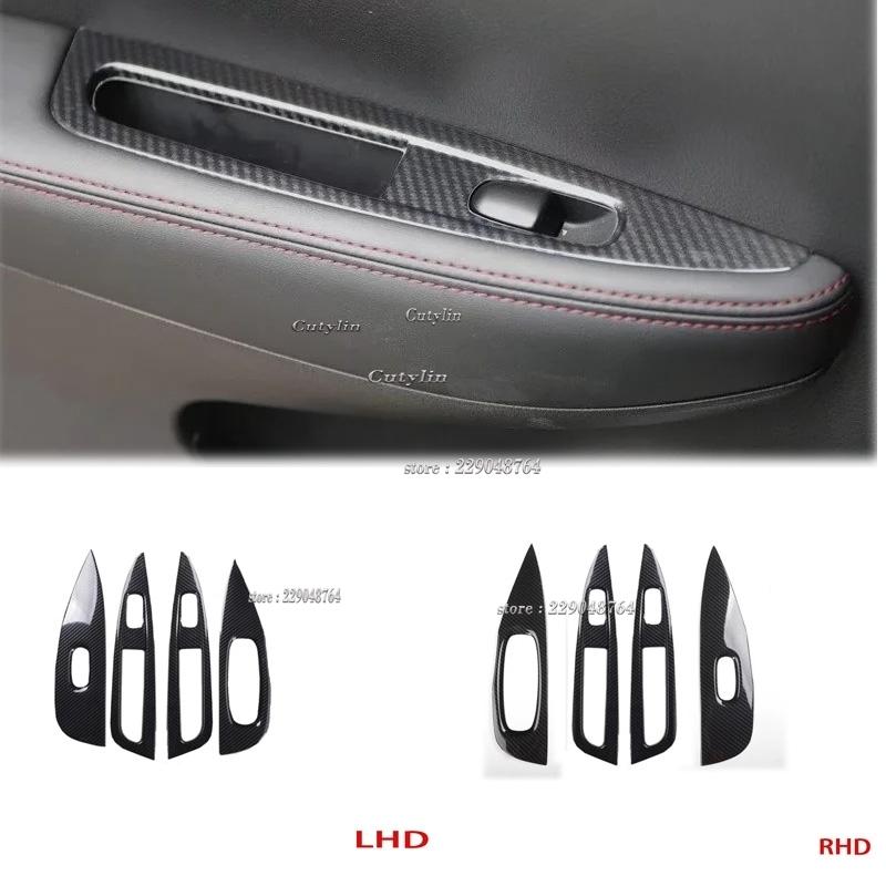 LHD RHD For Nissan Qashqai J11 ABS Carbon Fiber Interior Accessories Side Window Switch Cover Frame Car Decoration