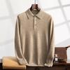 Men's Polo Collar Cashmere Knit Shirt - Autumn/Winter Business Sweater