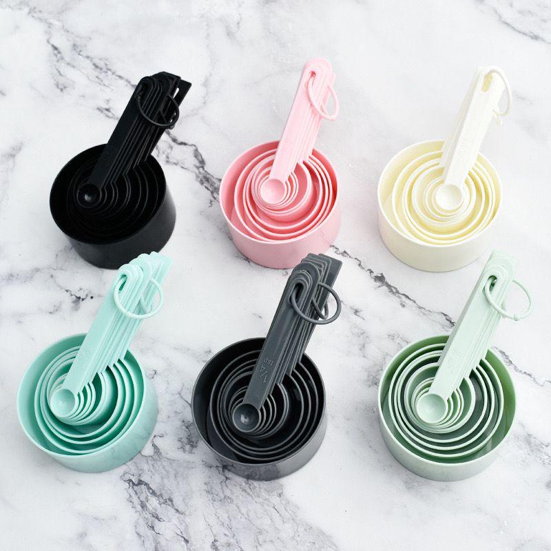 10-Piece Plastic Measuring Cups & Spoons Set for Baking & DIY Projects.