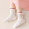 3Pairs/Set Kids Girls Socks Sweet Lace Bowknot Ruffle Socks Stripe Print  Socks Breathable Socks Autumn Spring