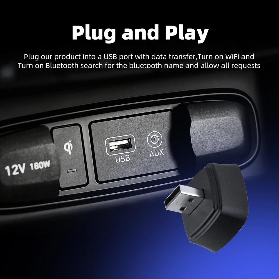 Mini 2 in1 Wireless Carplay Adapter for Android iPhone Auto Wired to Wireless AI Box Car Intelligent Systems with Wired CarPlay