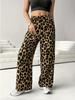 Women's Fashion Leopard Print Wide-Leg Pants with Elastic Waist