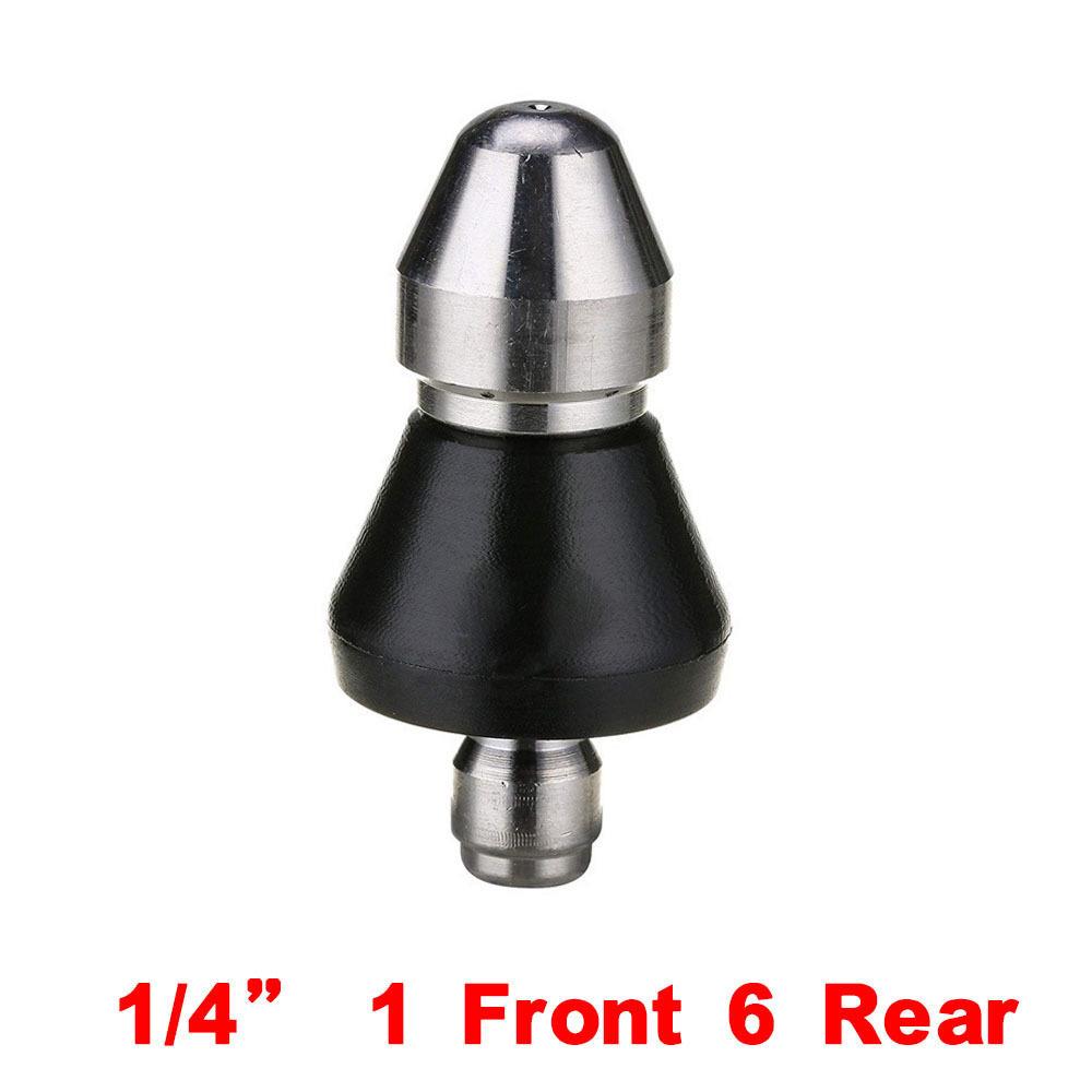 Stainless Steel 1/4 Quick Connect High-Pressure Sewer Cleaning Nozzle with Pagoda Design (Front 1, Rear 6)