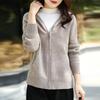 Women's Ready-to-Wear Wool Cardigan: Zipper, Pockets, Hood, Casual Loose Fit, Long-Sleeved. Perfect for Autumn/Winter.