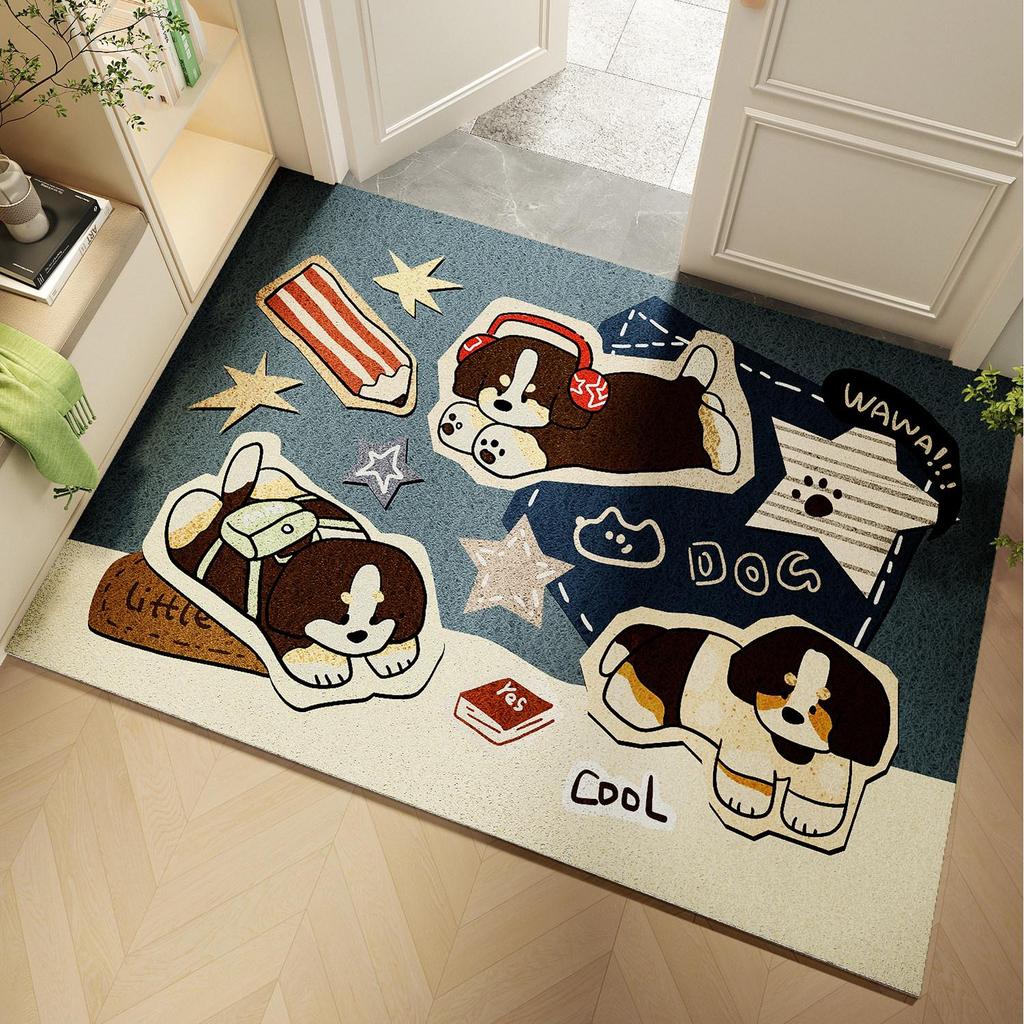 Silk Loop Cartoon Non-slip Entrance Door Mat | Dirt-resistant Foot Mat for Home