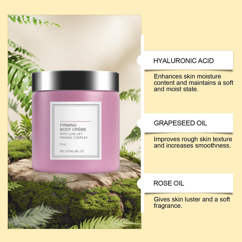 Floral Body Cream Gentle Hydration, Lightweight & Non-Greasy Rose/Vanilla/Sweet Almond Coconut Scent 237ml