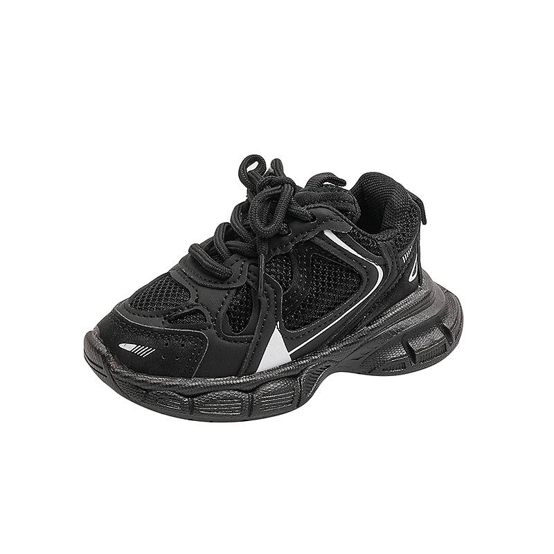 

Детские дышащие сетчатые кроссовки: Весенне-осенние кроссовки для мальчиков и девочек 22 чёрный